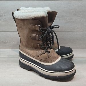 Sorel Mens 40179 Leather Insulated Line Duck Rubber Winter Boots Shoes Sz 9